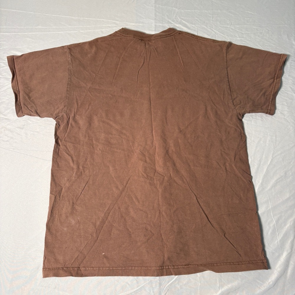 Fruit of the Loom Mens Brown Skull Wing Graphic T-Shirt New York City Large Y2K - Picture 3 of 6